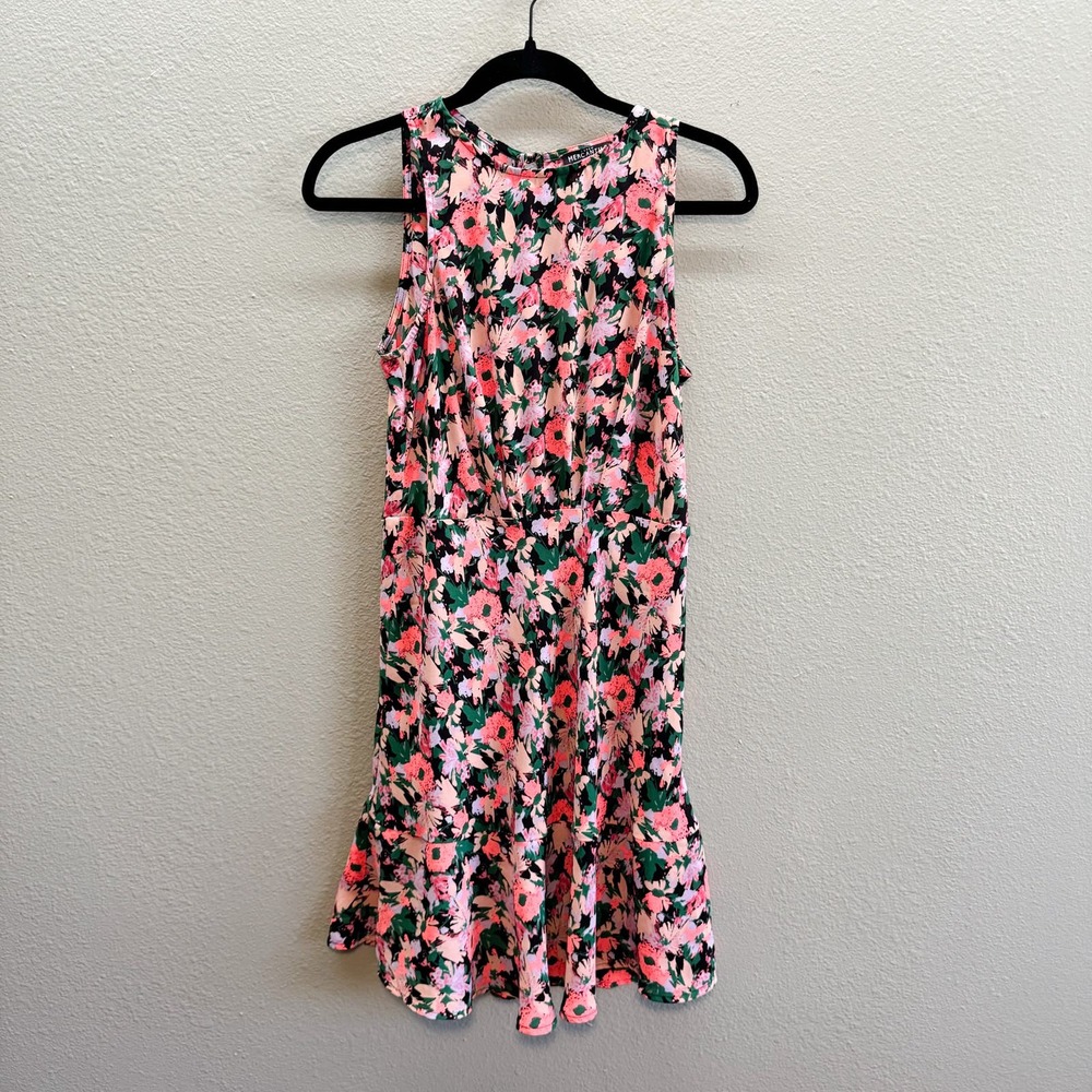 Floral Pink & Green Sleeveless Summer Dress
